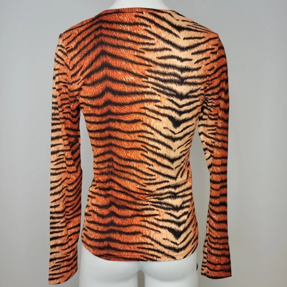 SHEIN V Neck Long Sleeve Top Animal Tiger Print Size Small NWT - Picture 4 of 7